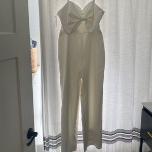 Lulus white jumpsuit. Perfect for brides!